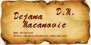 Dejana Macanović vizit kartica